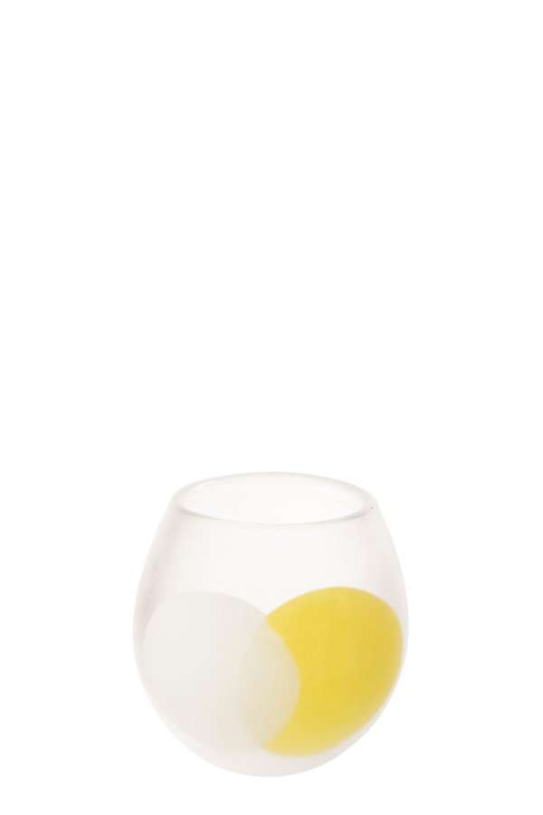 HURRICANE BALL GLASS WHITE/YELLOW SMALL