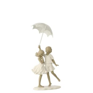 CHILDREN BOY + GIRL UMBRELLA POLYRESIN WHITE/GREY