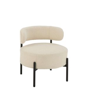 LOUNGE CHAIR BOUCLE PLYWOOD/POLYESTER WHITE/BLACK