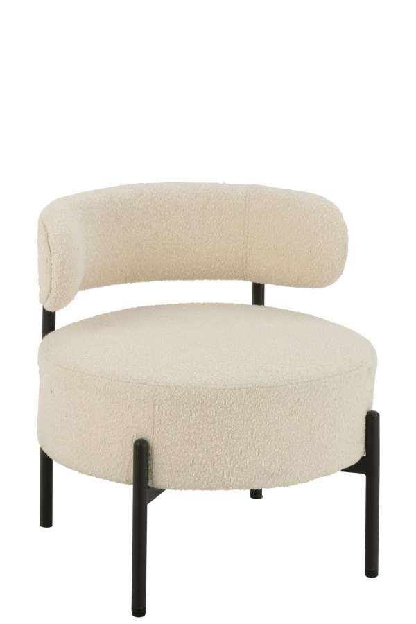 LOUNGE CHAIR BOUCLE PLYWOOD/POLYESTER WHITE/BLACK