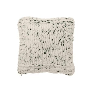 CUSHION KNITTED POLYESTER WHITE/DARK GREEN