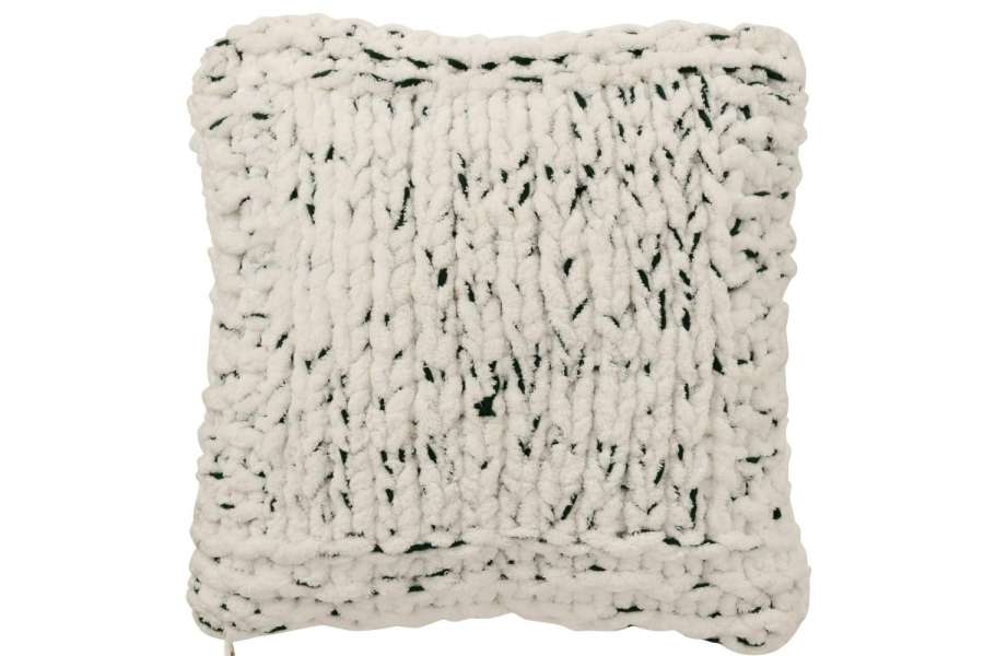 CUSHION KNITTED POLYESTER WHITE/DARK GREEN