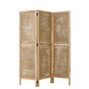 FOLDING SCREEN WITH CANE PANELS MANGO WOOD NATURAL