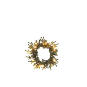 WREATH 20 LED ARTIFICIAL ROUND  DARK GREEN SMALL