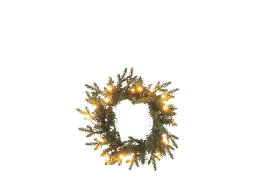 WREATH 20 LED ARTIFICIAL ROUND  DARK GREEN SMALL