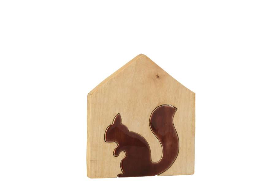 SQUIRREL IN HOUSE MANGO WOOD NATURAL/BROWN LARGE