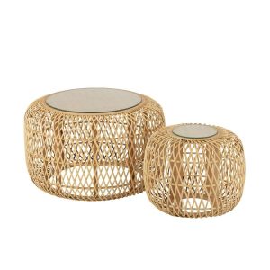 SET OF 2 SIDE TABLES AFRICA BAMBOO/FIR WOOD NATURAL