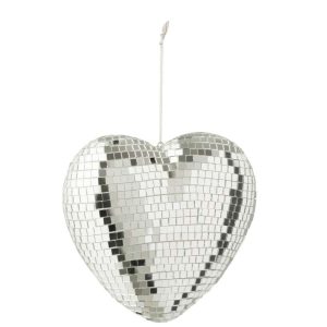 HANGER MIRROR HEART FOAM SILVER COLORED