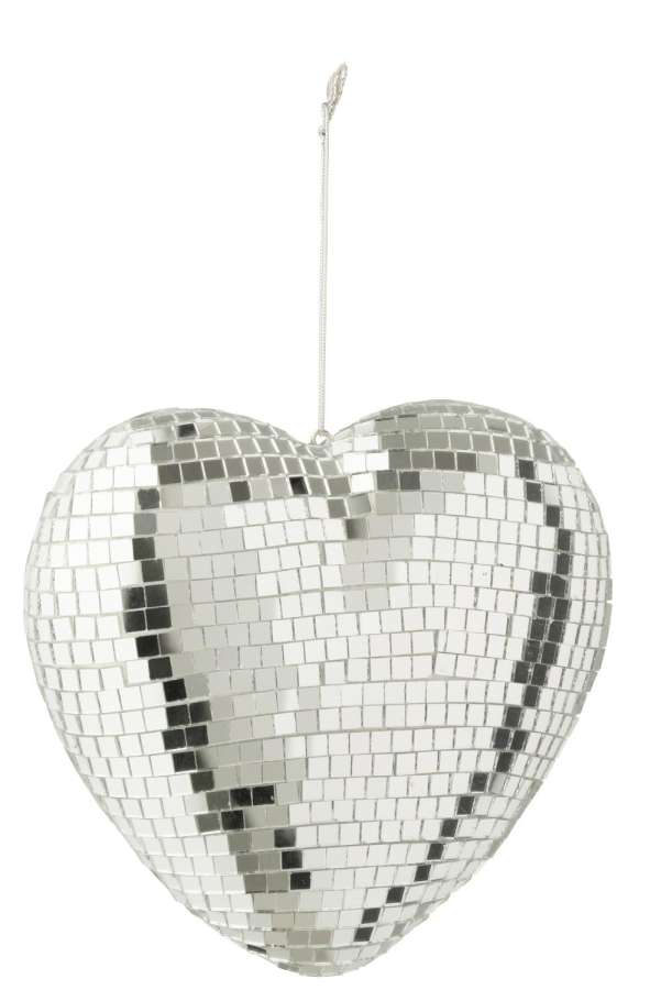 HANGER MIRROR HEART FOAM SILVER COLORED