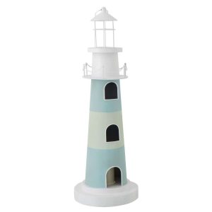 LIGHTHOUSE WITH LIGHT IRON LIGHT BLUE/WHITE
