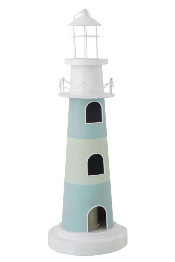 LIGHTHOUSE WITH LIGHT IRON LIGHT BLUE/WHITE