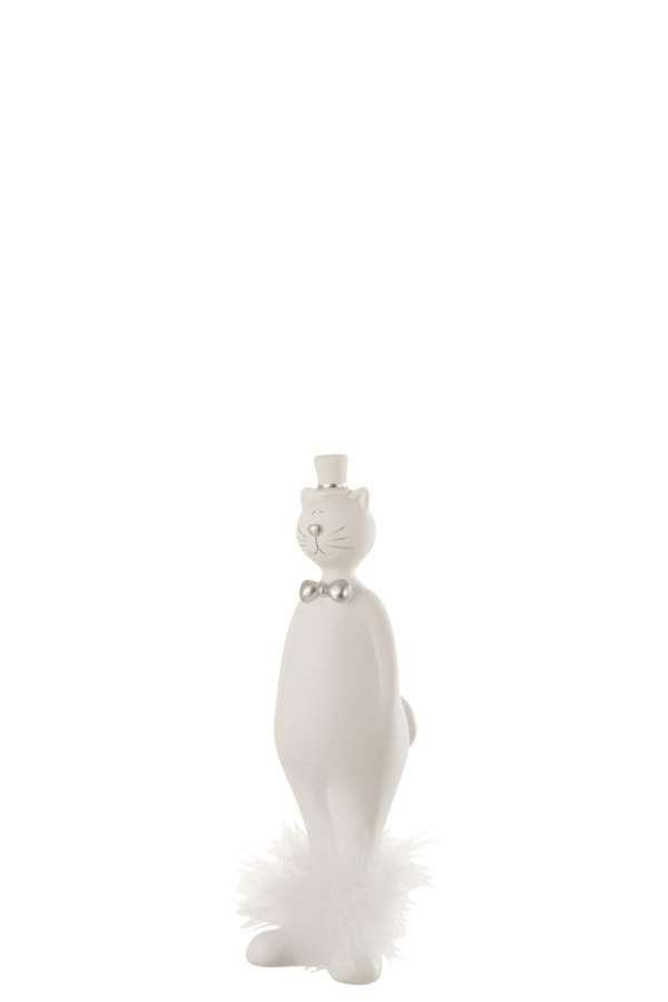 CAT WITH HAT POLY WHITE/SILVER SMALL