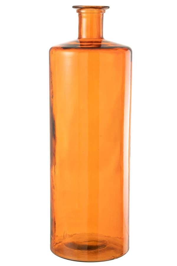 VASE WIDE GLASS ORANGE LARGE