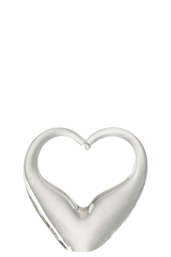 PAPERWEIGHT HEART GLASS TRANSPARENT SMALL