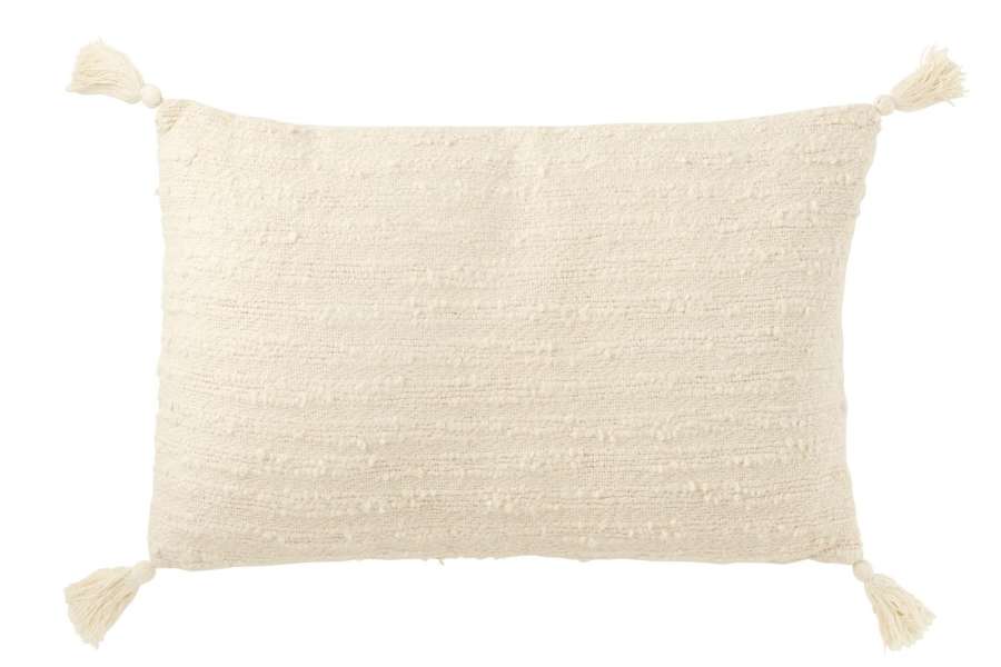 CUSHION RECTANGLE+TASSELS COTTON CREAM