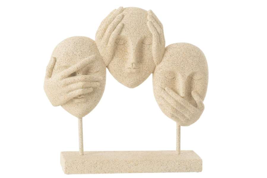FACE SEE/HEAR/SPEAK ON STAND RESIN BEIGE