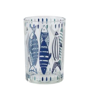 HURRICANE FISH GLASS WHITE/BLUE LARGE