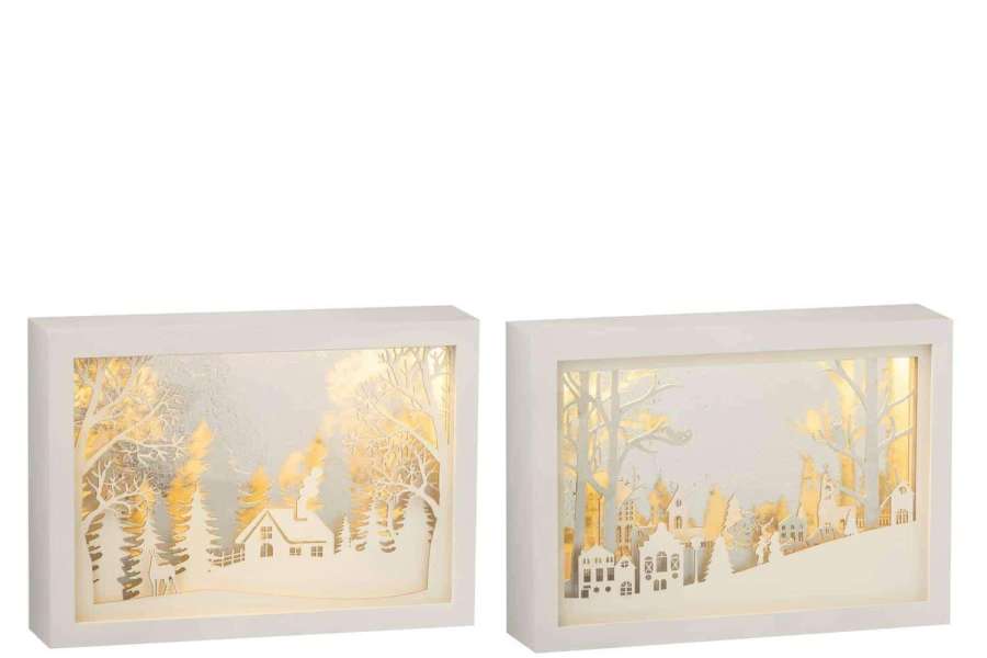 FRAME LOW 3D LED WINTER PVC/GLASS SILVER ASSORTMENT OF 2
