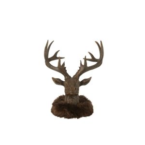 HEAD DEER FUR RESIN BROWN LARGE