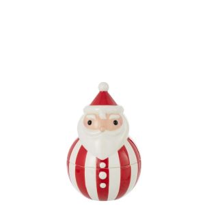 BOWL +  LID SANTA CLAUS DOLOMITE CHRISTMAS RED/WHITE LARGE