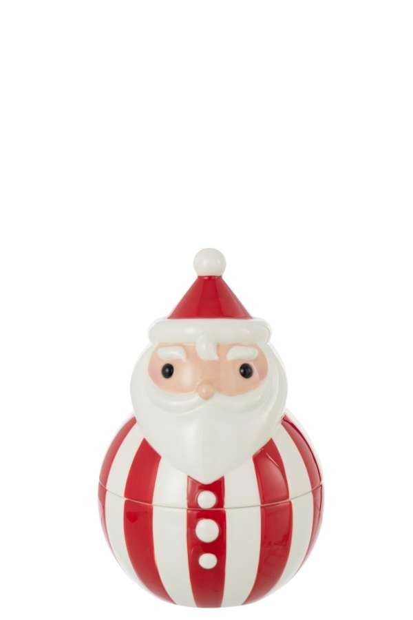 BOWL +  LID SANTA CLAUS DOLOMITE CHRISTMAS RED/WHITE LARGE