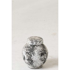 JAR DECORATIVE RUBY TERRACOTTA BLACK/WHITE LARGE