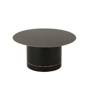 COFFEE TABLE CYLL BASE WITH GOLDEN BORDER ROUND IRON BLACK/GOLD COLORED LARGE