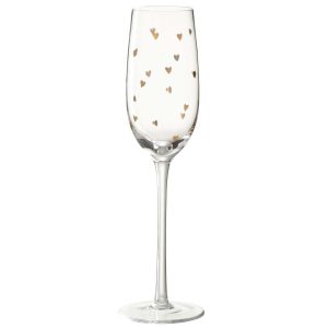 CHAMPAGNE GLASS HEART GLASS TRANSPARENT/GOLD
