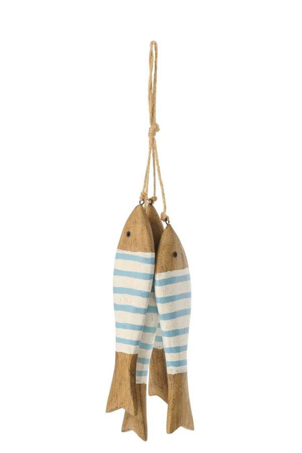 HANGER FISH PAULOWNIA WOOD NATURAL/LIGHT BLUE LARGE