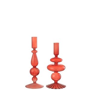 CANDLEHOLDER BOLLEN MIX GLASS RED