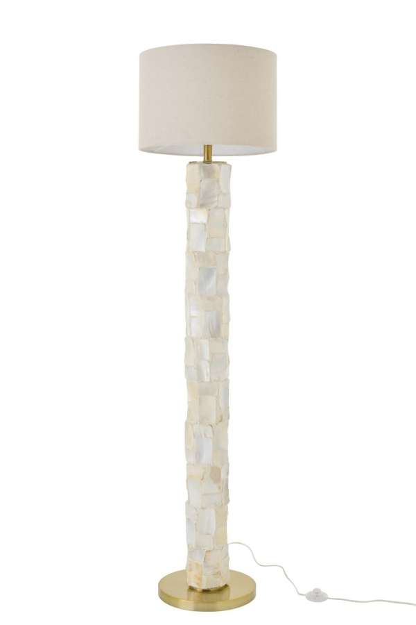 FLOOR LAMP PEARL EFFECT SHELL OFF-WHITE/LIGHT BEIGE
