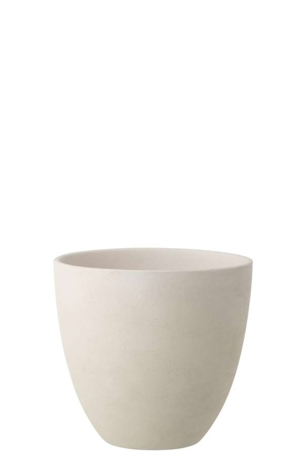 FLOWERPOT ROUND POTTERY WHITE LARGE