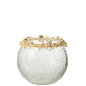 TEALIGHT HOLDER VOLVE METAL/GLASS GOLD/TRANSPARENT LARGE