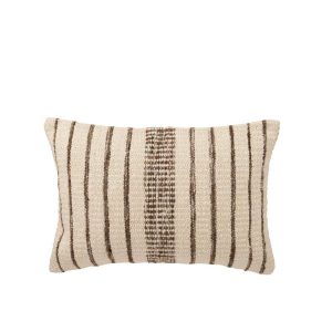 CUSHION RECTANGLE STRIPED COTTON ECRU/DARK BROWN