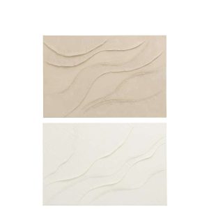 PAINTING WAVE ACRYLIC ECRU/BEIGE ASSORTMENT OF 2