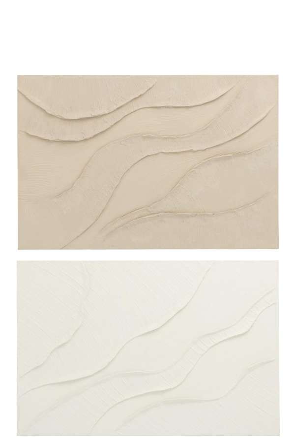PAINTING WAVE ACRYLIC ECRU/BEIGE ASSORTMENT OF 2