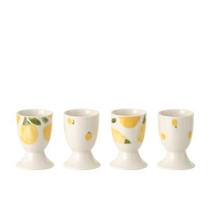 BOX OF 4 EGG CUP LEMON CERAMIC WHITE/YELLOW