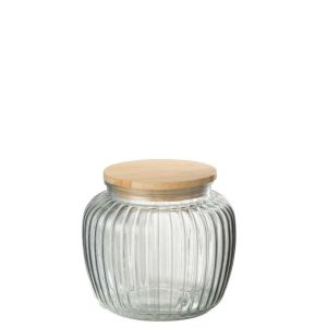 GLASS POT LOUIS GLASS/BAMBOO TRANSPARENT/NATURAL LARGE