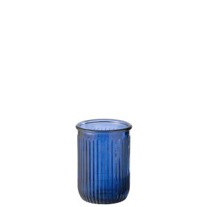 VASE STRIPE GLASS BLUE