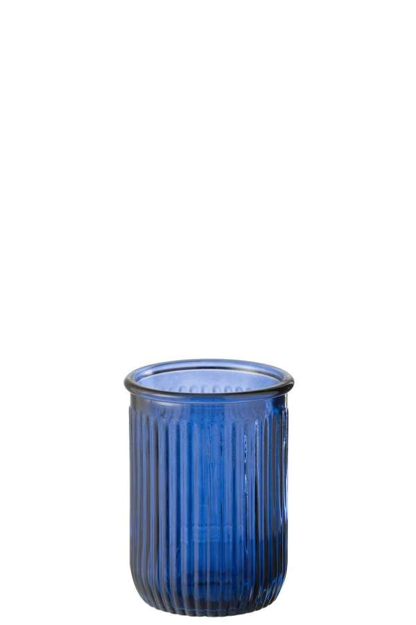 VASE STRIPE GLASS BLUE