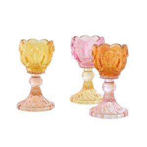 TEALIGHT HOLDER GLASS MULTI ASSORTMENT OF 3