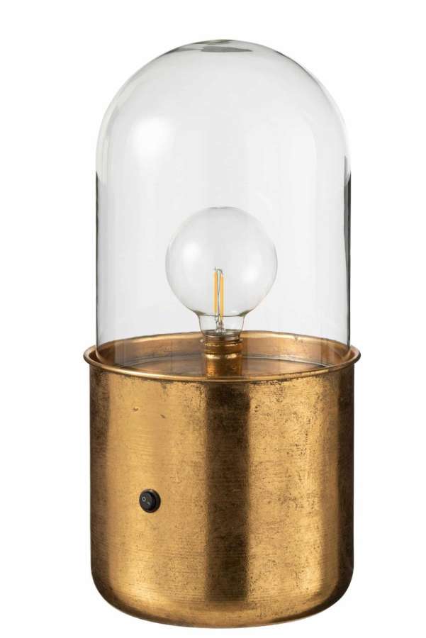 TABLE LAMP ANTIQUE LED GLASS/ZINC GOLD LARGE