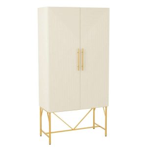 CHEST OF DRAWERS MDF/METAL WHITE/GOLD COLORED