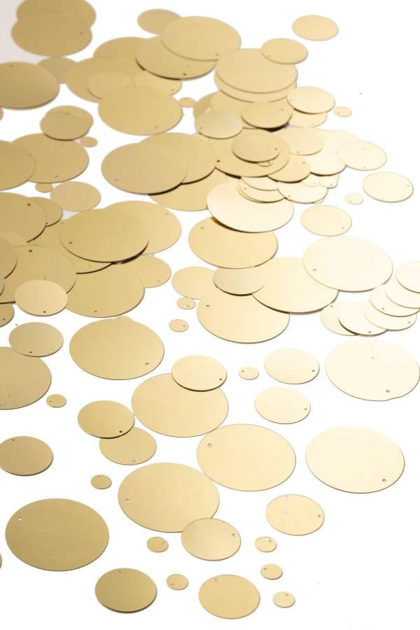 PACK OF 1000 SEQUIN ROUND PVC GOLD COLORED