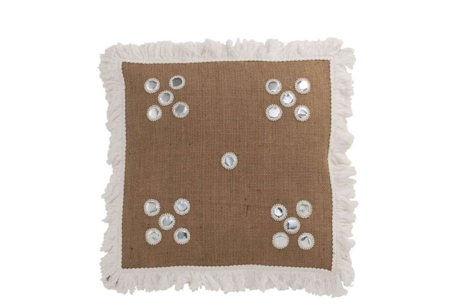 CUSHION MIRRORS IN CORNERS JUTE NATURAL/WHITE