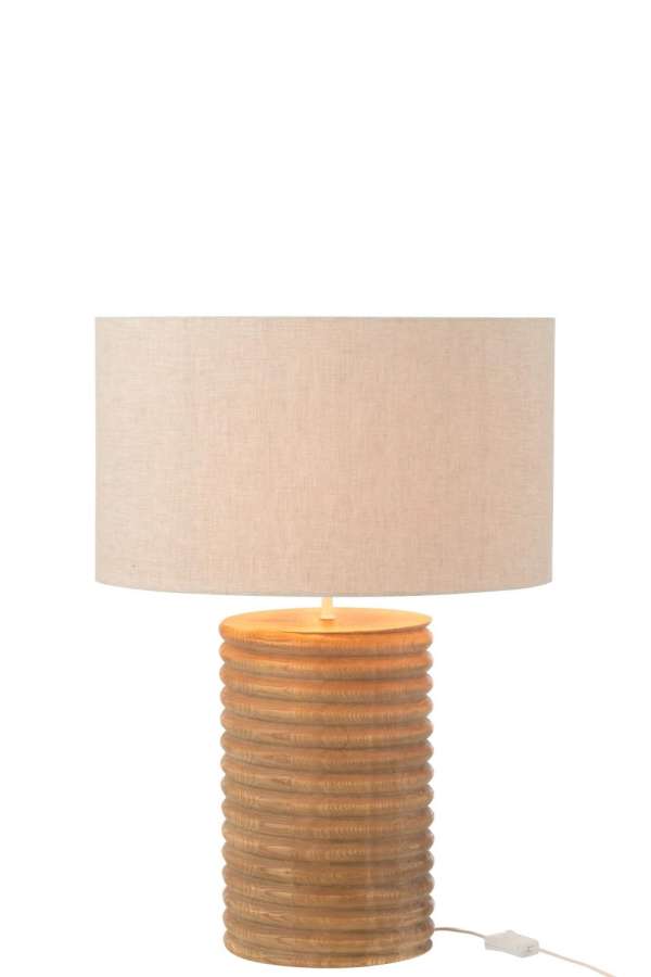 TABLE LAMP THREADED WIDE AILANTHUS WOOD NATURAL/GREY