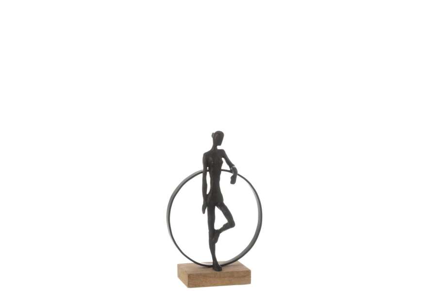 MAN AGAINST RING STAND RESIN/IRON BLACK