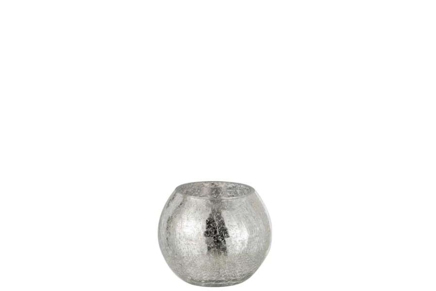 HURRICANE LIGHT BALL CRAQUELURE GLASS SILVER SMALL