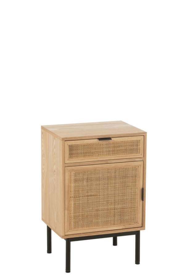 NIGHT TABLE SQUARE MDF/METAL NATURAL/BLACK