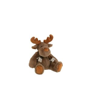 REINDEER+SCARF SITTING TEXTILE BROWN SMALL